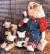 After Christmas Eve.  Pattern includes 22" farmer Santa in is overalls and his 5"  9" critters (duck, pig, cow and reindeer).