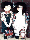 God Mends Hearts.  Pattern includes 33" boy and girl made on easy to cut wood base (full size pattern) and fabric, 10" doll and fabric hearts.